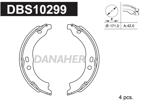 DBS10299 DANAHER Комплект тормозных колодок, стояночная тормозная система (фото 1)