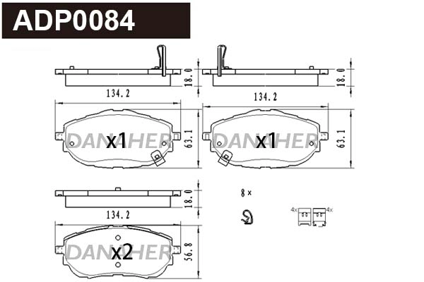 ADP0084 DANAHER Комплект тормозных колодок, дисковый тормоз (фото 1)