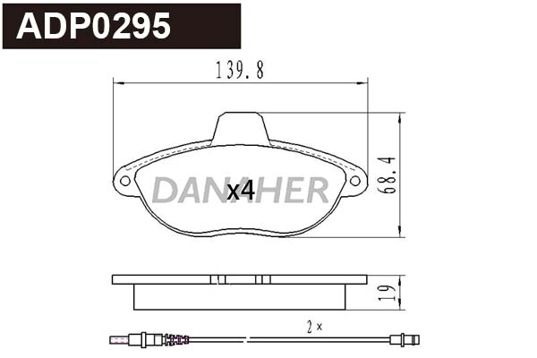 ADP0295 DANAHER Комплект тормозных колодок, дисковый тормоз (фото 1)