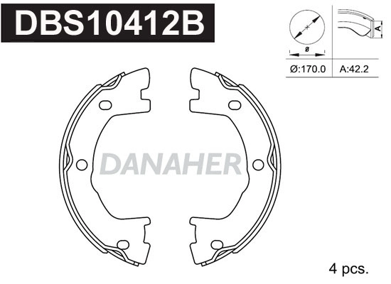 DBS10412B DANAHER Комплект тормозных колодок, стояночная тормозная система (фото 1)