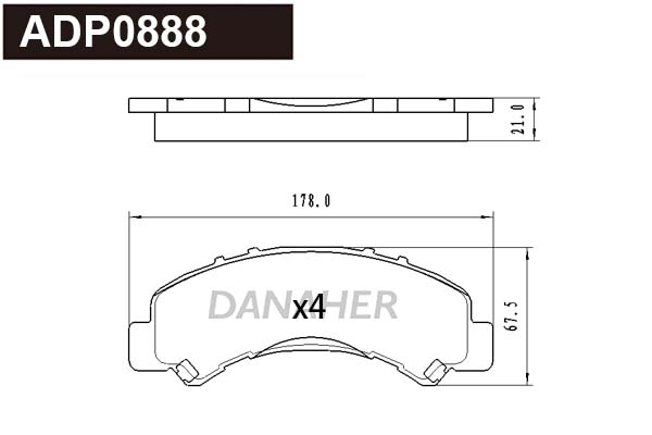 ADP0888 DANAHER Комплект тормозных колодок, дисковый тормоз (фото 1)