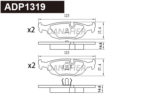 ADP1319 DANAHER Комплект тормозных колодок, дисковый тормоз (фото 1)