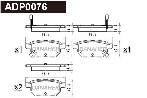 ADP0076 DANAHER Комплект тормозных колодок, дисковый тормоз (фото 1)