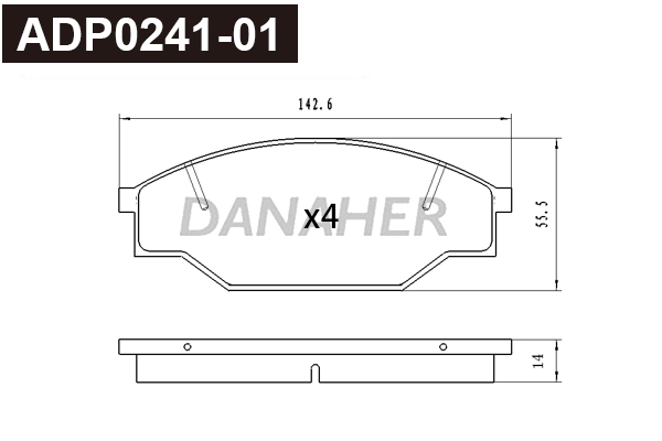 ADP0241-01 DANAHER Комплект тормозных колодок, дисковый тормоз (фото 1)
