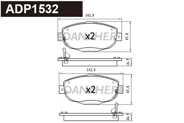 ADP1532 DANAHER Комплект тормозных колодок, дисковый тормоз (фото 1)