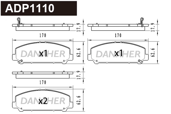 ADP1110 DANAHER Комплект тормозных колодок, дисковый тормоз (фото 1)