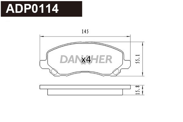ADP0114 DANAHER Комплект тормозных колодок, дисковый тормоз (фото 1)