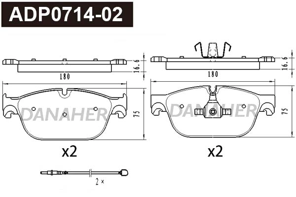 ADP0714-02 DANAHER Комплект тормозных колодок, дисковый тормоз (фото 1)