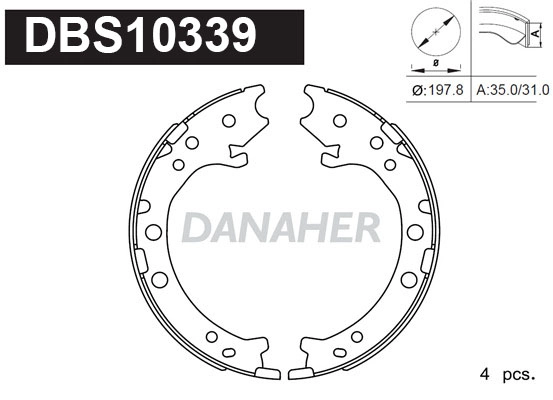 DBS10339 DANAHER Комплект тормозных колодок, стояночная тормозная система (фото 1)