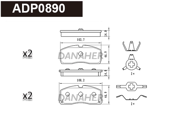 ADP0890 DANAHER Комплект тормозных колодок, дисковый тормоз (фото 1)