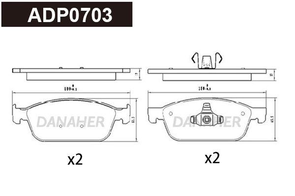 ADP0703 DANAHER Комплект тормозных колодок, дисковый тормоз (фото 1)