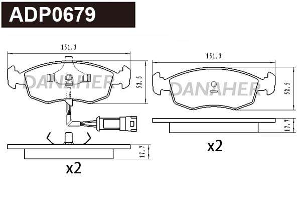 ADP0679 DANAHER Комплект тормозных колодок, дисковый тормоз (фото 1)