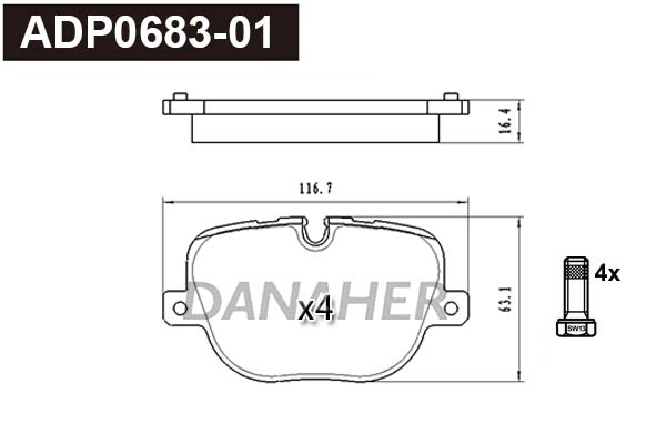 ADP0683-01 DANAHER Комплект тормозных колодок, дисковый тормоз (фото 1)