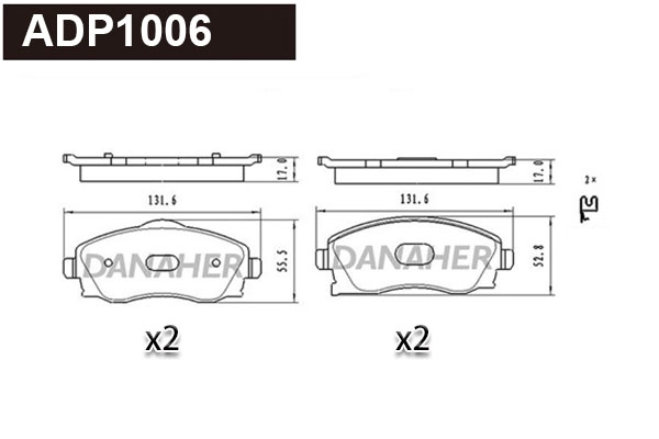 ADP1006 DANAHER Комплект тормозных колодок, дисковый тормоз (фото 1)