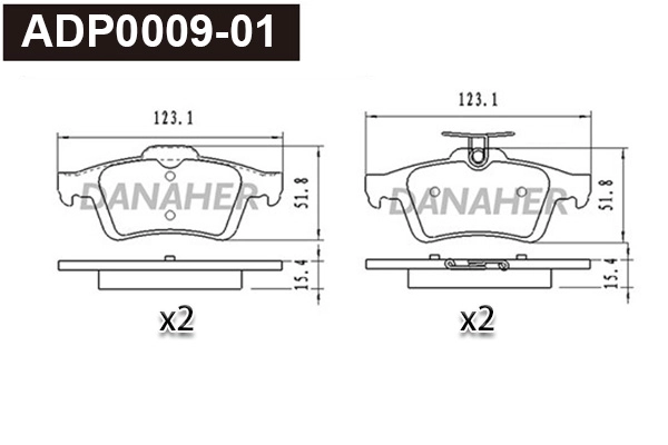 ADP0009-01 DANAHER Комплект тормозных колодок, дисковый тормоз (фото 1)