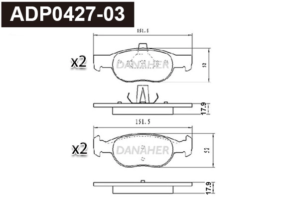 ADP0427-03 DANAHER Комплект тормозных колодок, дисковый тормоз (фото 1)
