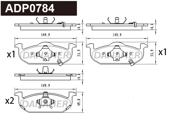 ADP0784 DANAHER Комплект тормозных колодок, дисковый тормоз (фото 1)