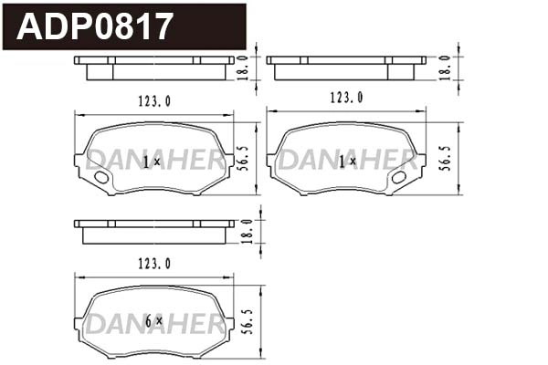 ADP0817 DANAHER Комплект тормозных колодок, дисковый тормоз (фото 1)