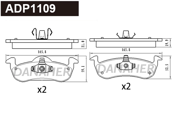 ADP1109 DANAHER Комплект тормозных колодок, дисковый тормоз (фото 1)