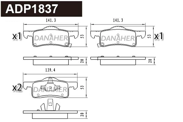 ADP1837 DANAHER Комплект тормозных колодок, дисковый тормоз (фото 1)