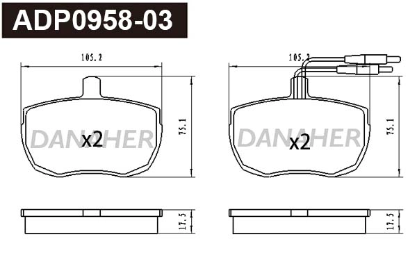 ADP0958-03 DANAHER Комплект тормозных колодок, дисковый тормоз (фото 1)