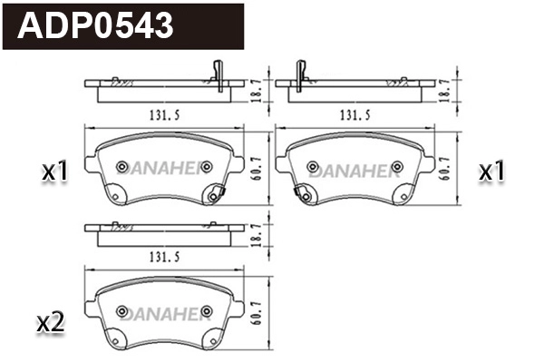 ADP0543 DANAHER Комплект тормозных колодок, дисковый тормоз (фото 1)