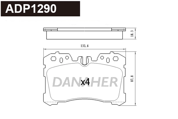 ADP1290 DANAHER Комплект тормозных колодок, дисковый тормоз (фото 1)