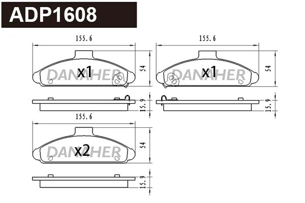 ADP1608 DANAHER Комплект тормозных колодок, дисковый тормоз (фото 1)