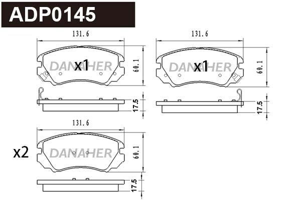 ADP0145 DANAHER Комплект тормозных колодок, дисковый тормоз (фото 1)