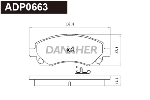 ADP0663 DANAHER Комплект тормозных колодок, дисковый тормоз (фото 1)