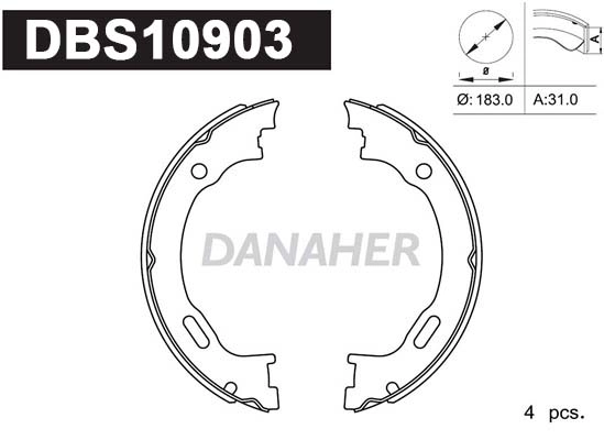 DBS10903 DANAHER Комплект тормозных колодок, стояночная тормозная система (фото 1)