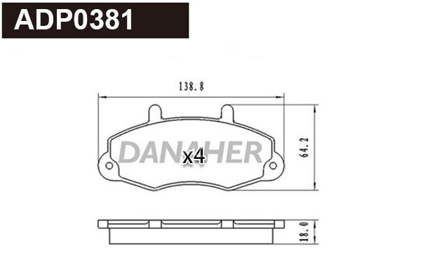 ADP0381 DANAHER Комплект тормозных колодок, дисковый тормоз (фото 1)