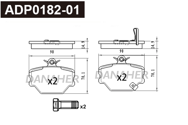 ADP0182-01 DANAHER Комплект тормозных колодок, дисковый тормоз (фото 1)