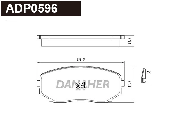 ADP0596 DANAHER Комплект тормозных колодок, дисковый тормоз (фото 1)