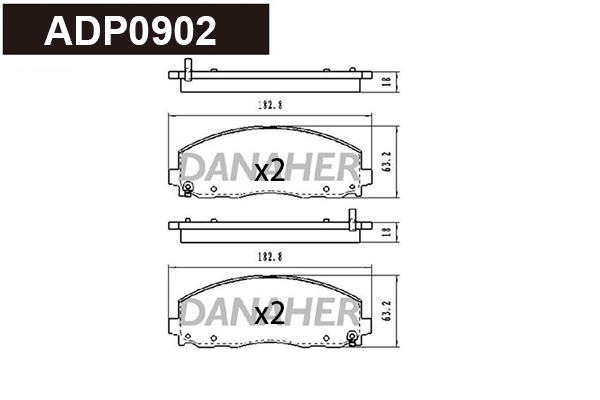 ADP0902 DANAHER Комплект тормозных колодок, дисковый тормоз (фото 1)