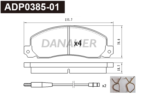 ADP0385-01 DANAHER Комплект тормозных колодок, дисковый тормоз (фото 1)