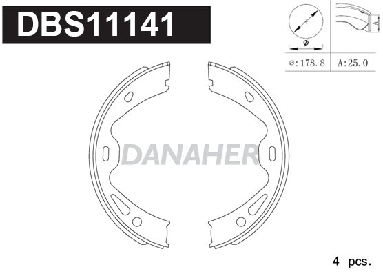 DBS11141 DANAHER Комплект тормозных колодок, стояночная тормозная система (фото 1)