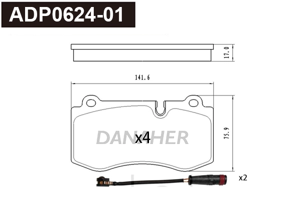 ADP0624-01 DANAHER Комплект тормозных колодок, дисковый тормоз (фото 1)