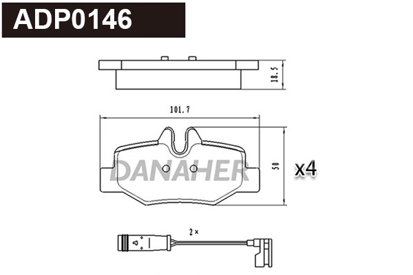 ADP0146 DANAHER Комплект тормозных колодок, дисковый тормоз (фото 1)