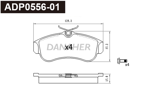 ADP0556-01 DANAHER Комплект тормозных колодок, дисковый тормоз (фото 1)