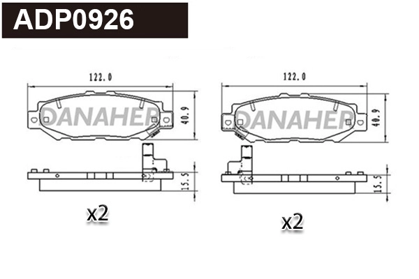 ADP0926 DANAHER Комплект тормозных колодок, дисковый тормоз (фото 1)