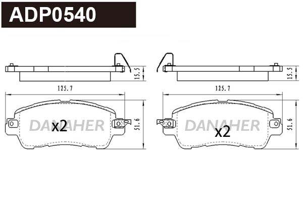 ADP0540 DANAHER Комплект тормозных колодок, дисковый тормоз (фото 1)