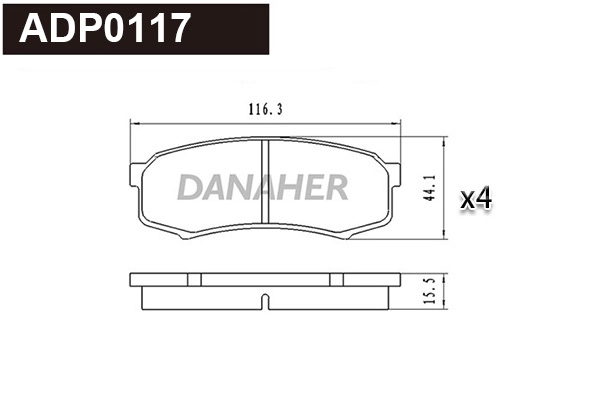 ADP0117 DANAHER Комплект тормозных колодок, дисковый тормоз (фото 1)