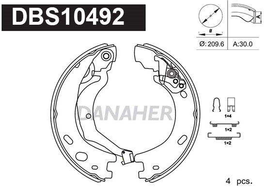 DBS10492 DANAHER Комплект тормозных колодок, стояночная тормозная система (фото 1)