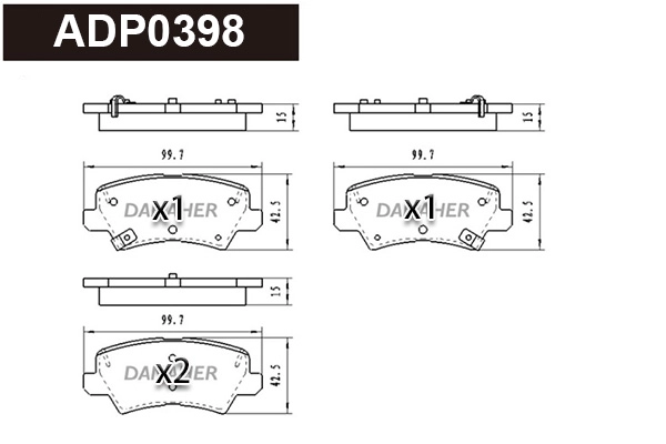 ADP0398 DANAHER Комплект тормозных колодок, дисковый тормоз (фото 1)