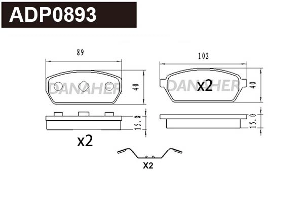 ADP0893 DANAHER Комплект тормозных колодок, дисковый тормоз (фото 1)