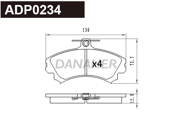 ADP0234 DANAHER Комплект тормозных колодок, дисковый тормоз (фото 1)