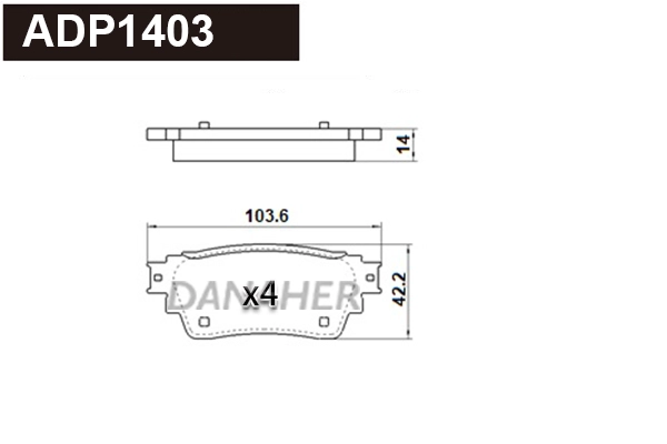 ADP1403 DANAHER Комплект тормозных колодок, дисковый тормоз (фото 1)