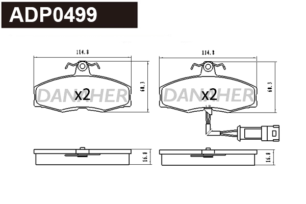 ADP0499 DANAHER Комплект тормозных колодок, дисковый тормоз (фото 1)