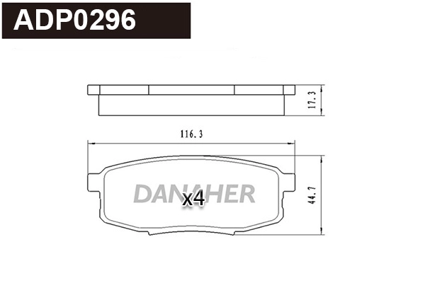 ADP0296 DANAHER Комплект тормозных колодок, дисковый тормоз (фото 1)